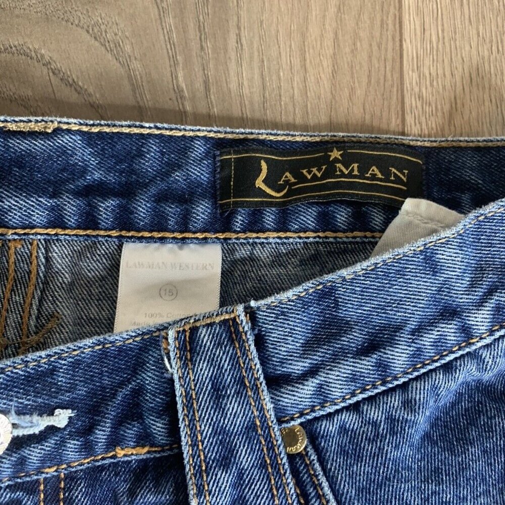 Lawman Western Womens Denim Jeans With Studded Back Pockets Blue Size 15 Classic - Picture 7 of 9